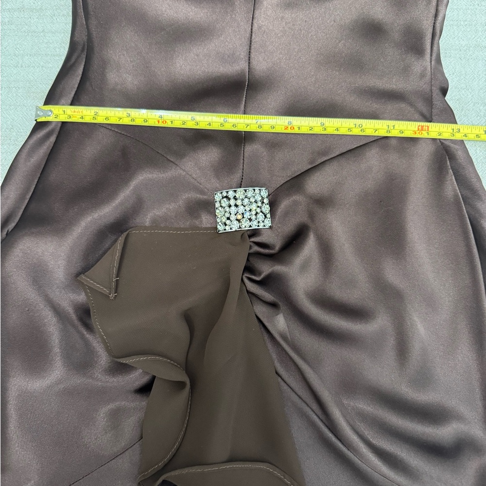 Cache Evening Dress Prom Brown Satin Maxi Dress - Picture 4 of 9